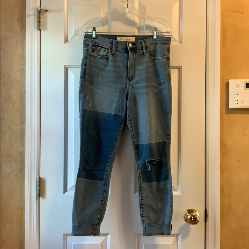 Denim patch jeans